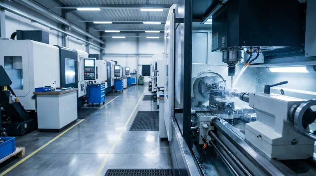 CNC machining center cutting metal parts — Integrity Staffing Group